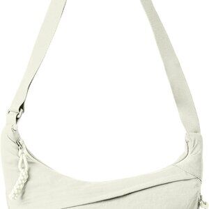 Nylon Crescent Crossbody Bag - Stylish Dumpling Design, Adjustable Strap, Beige
